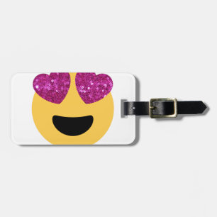 Etiqueta De Bagagem emoji do olho do coração com brilho