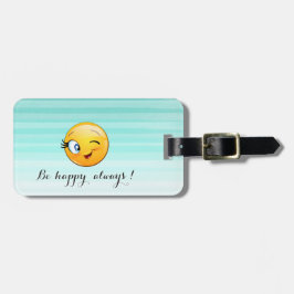 Etiqueta De Bagagem Emoji Vencendo Adorável Seja feliz sempre