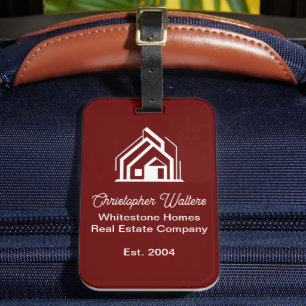 Etiqueta De Bagagem Empresa de Imóveis Burgundy Corretor Personalizado