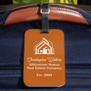 Etiqueta De Bagagem Empresa de Imóveis Burnt Orange Corretor Personali