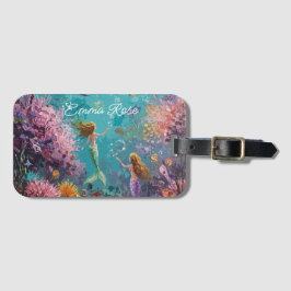 Etiqueta De Bagagem Enchanted Mermaid Underwater Scene