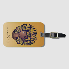 Etiqueta De Bagagem Encorajando as mulheres negras, amarelo-cabelo nat