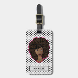 Etiqueta De Bagagem Encorajando as mulheres negras, Bolinhas negras e 
