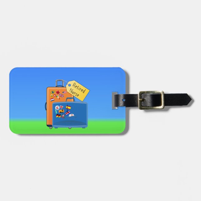Etiqueta De Bagagem Enfermeira aposentada, embalada e pronta para ir (Frente Horizontal)