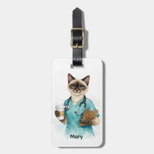 Etiqueta De Bagagem Enfermeira com uma xícara de Café