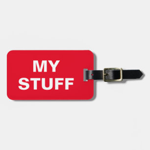 Etiqueta de bagagem engraçada com 'My Stuff' grava