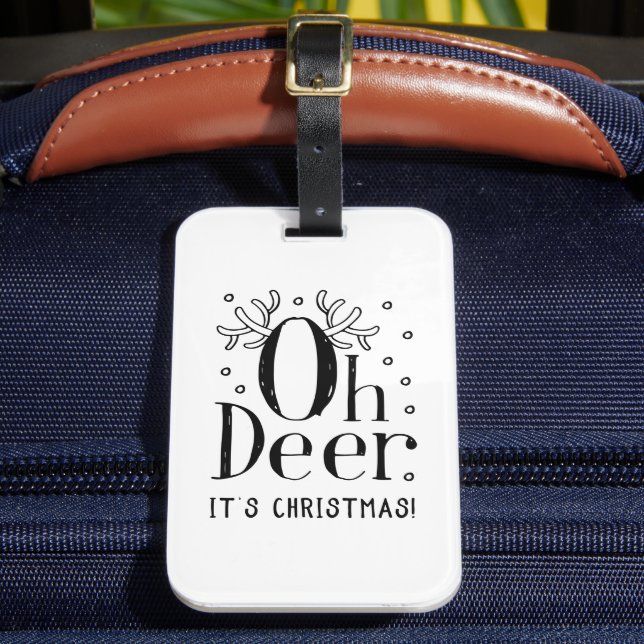 Etiqueta de bagagem engraçada de veado de Natal (Frente Insitu 2)