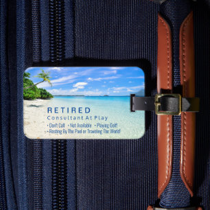 Etiqueta De Bagagem Engraçado Aposentado, Praia e Palmas, Profissão Ga