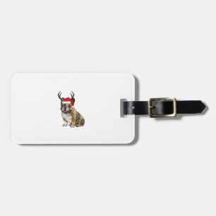 Etiqueta De Bagagem Engraçado Buldogue francês Natal Santa Hat Reindee