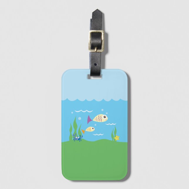 Etiqueta De Bagagem Engraçado Continuar Nadando Submarino Peixe (Frente Vertical)
