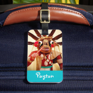 Etiqueta De Bagagem Engraçado Face Wood Kachina Doll Foto Personaliza