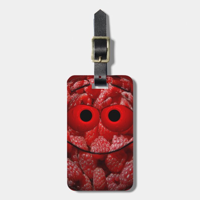 Etiqueta De Bagagem Engraçado Framboesa Emoticon (Frente Vertical)
