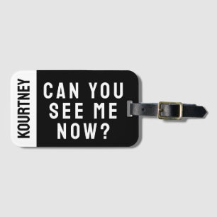 Etiqueta De Bagagem Engraçado Minimalista Moderno preto e branco