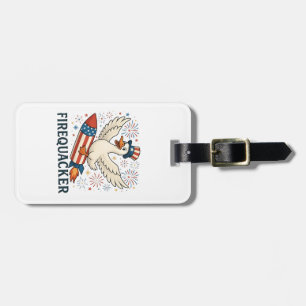 Etiqueta De Bagagem Engraçado Pato de Borracha EUA Patriótico Firequac