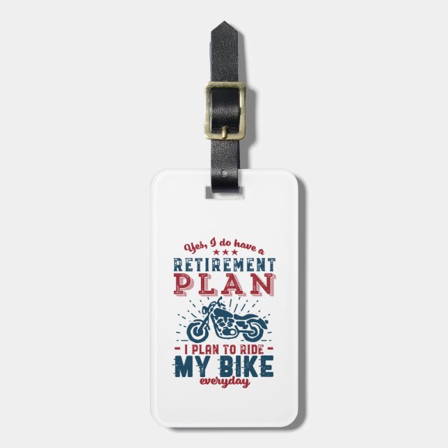 Etiqueta De Bagagem Engraçado Plano de aposentadoria de Biker aposenta (Frente Vertical)
