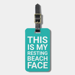 Etiqueta De Bagagem Engraçado Resting Beach Face   Viagem de chá