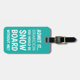 Etiqueta De Bagagem Engraçado Snowboard | Teal Winter Sports Viagem