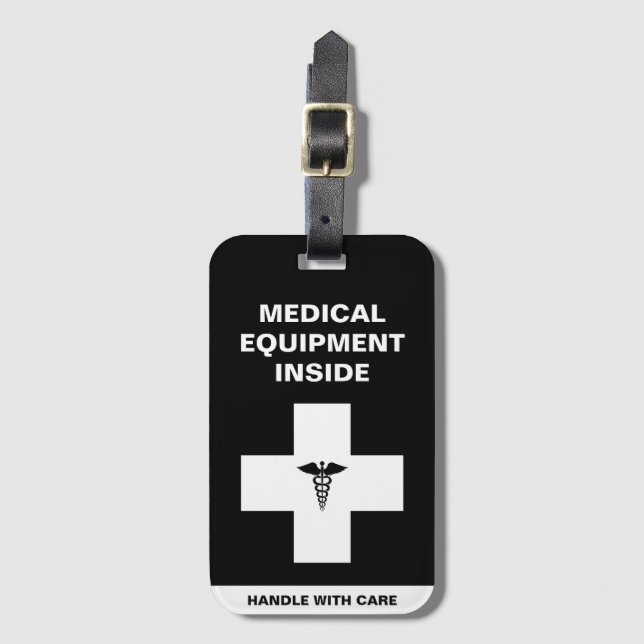 Etiqueta De Bagagem Equipamento Médico Manuseie com cuidado (Frente Vertical)