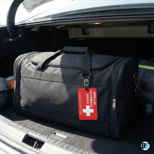 Etiqueta De Bagagem Equipamento Médico Vermelho no Interior Manusear c