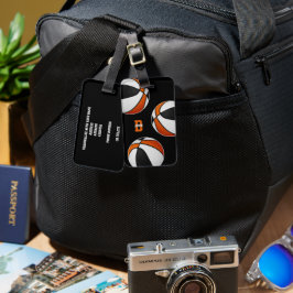 Etiqueta De Bagagem equipe de cor laranja negra colorido atletas de ba