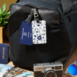 Etiqueta De Bagagem equipe esportiva da cinza azul colorido padrão da 