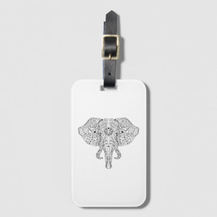 Etiqueta De Bagagem Esboço do Doodle da cabeça do elefante