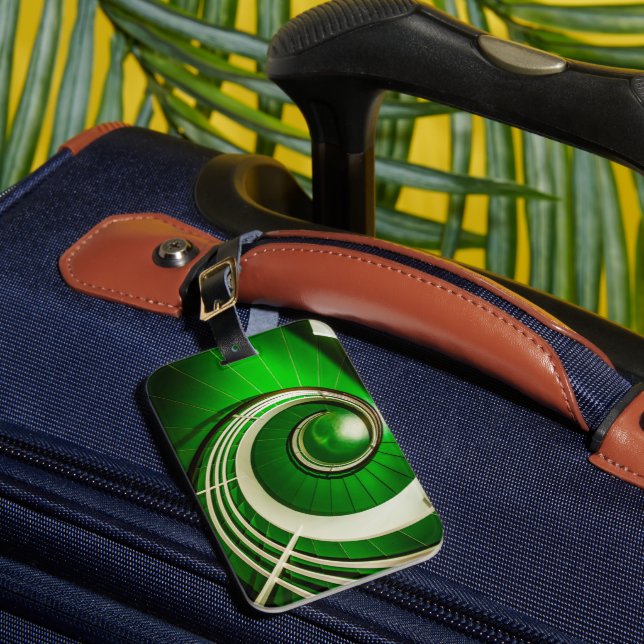 Etiqueta De Bagagem Escada Circular Verde (Frente Insitu 1)