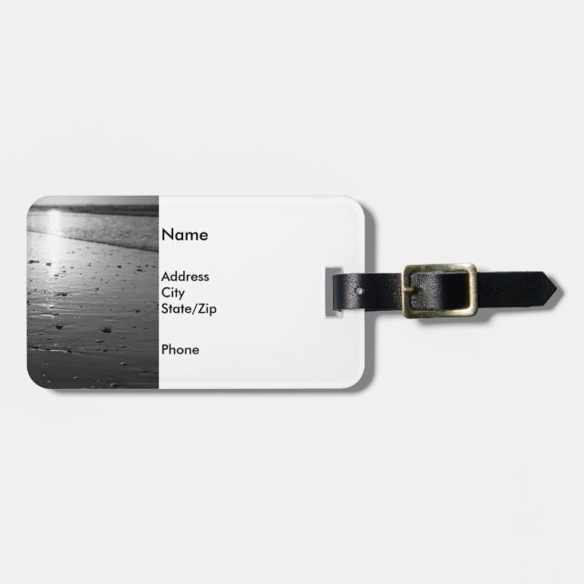 Etiqueta De Bagagem Escala de Cinza de Areia de ouro (Frente Horizontal)
