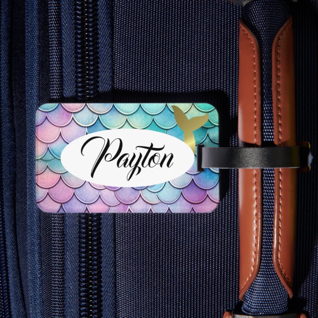 Etiqueta De Bagagem Escalas de Sereia de Pastel (Verso Insitu 2)