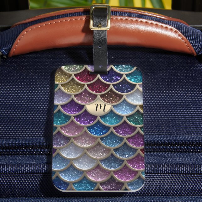 Etiqueta De Bagagem Escalas de Smermaid Glam Glitter (Frente Insitu 2)
