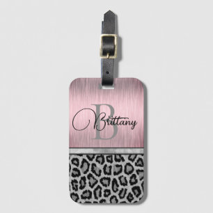 Etiqueta De Bagagem Escamudo Rosa Brilhante - Leopardo Personalizado