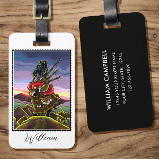 Etiqueta De Bagagem Escocês Terrier Bagpipe Kilt Dog Personalizado