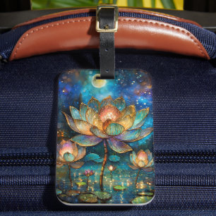 Etiqueta De Bagagem Escondidas Flores de Vidro Lotus à Lua