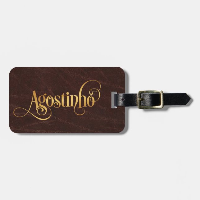 Etiqueta De Bagagem Escrita suave personalizada Agostinho Dourado Cour (Frente Horizontal)