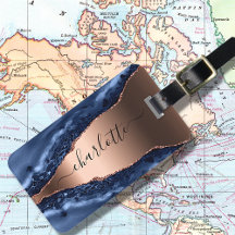 Escrito com rosa dourado de mármore azul