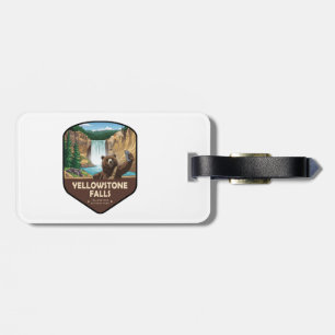 Etiqueta De Bagagem Escudo de Urso para Selfie em Yellowstone Falls