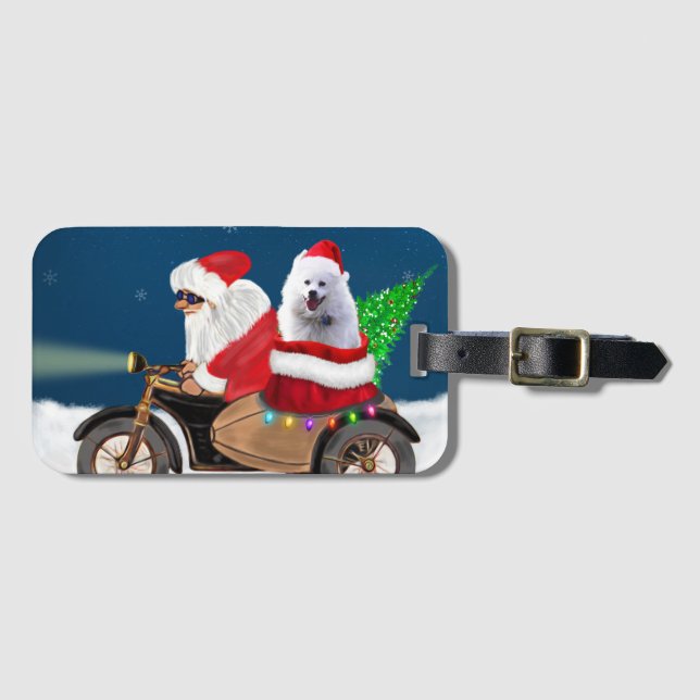 Etiqueta De Bagagem Eskimo americano Cachorro Natal Papai Noel (Frente Horizontal)