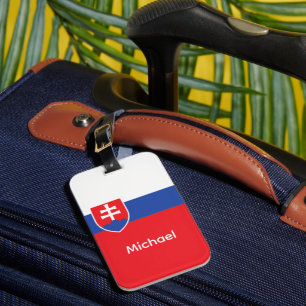 Etiqueta De Bagagem Eslováquia Bandeira Eslovaca Emblema Europa