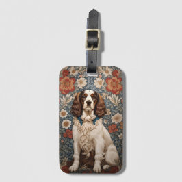 Etiqueta De Bagagem Espanhol Elegante Em Fundo Floral Vintage