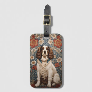 Etiqueta De Bagagem Espanhol Elegante Em Fundo Floral Vintage