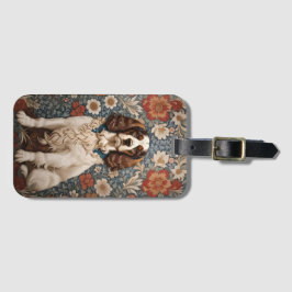 Etiqueta De Bagagem Espanhol Elegante Em Fundo Floral Vintage