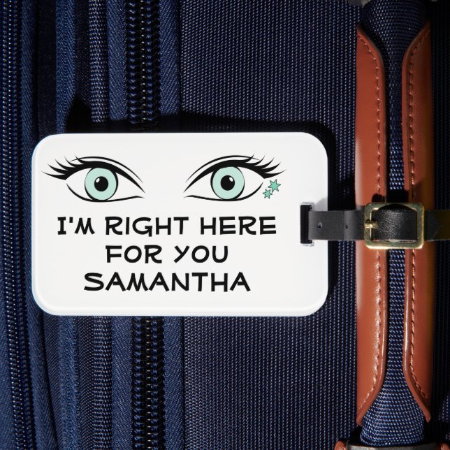 Etiqueta De Bagagem Espiando olhos verdes e identificação de tatuagens (Frente Insitu 4)