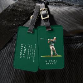 Etiqueta De Bagagem Esporte de Golfista Verde Moderno