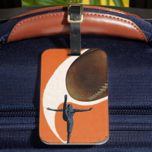 Etiqueta De Bagagem Esportes Antigos, Jogador de Futebol Americano Chu