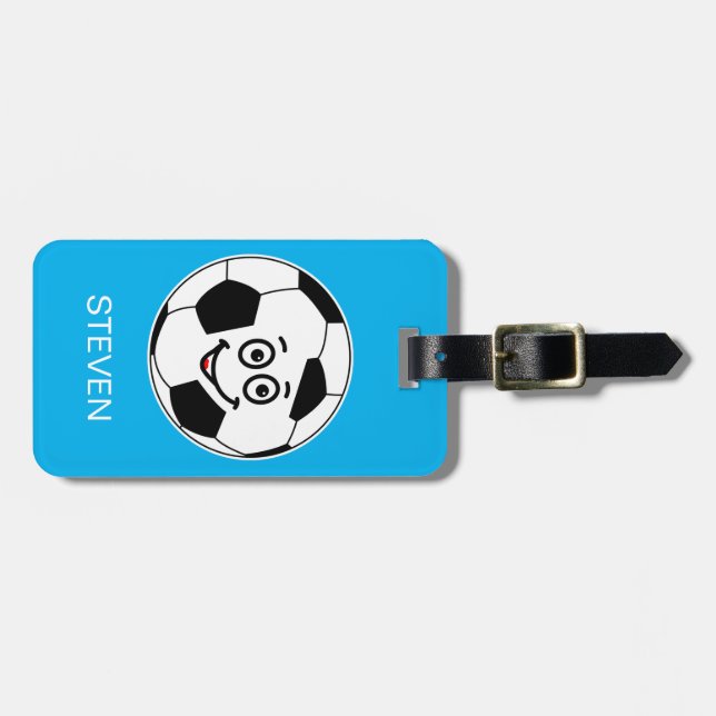 Etiqueta De Bagagem Esportes Personalizados Engraçados, bola de futebo (Frente Horizontal)