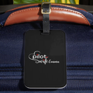 Etiqueta De Bagagem 'Esposa de Piloto' Tipografia & Avião Simples, Min