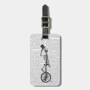 Etiqueta De Bagagem Esqueleto no Unicycle