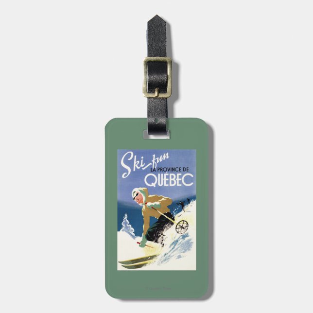 Etiqueta De Bagagem Esqui da mulher - poster inglês e francês (Frente Vertical)