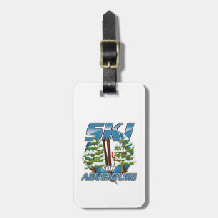 Etiqueta De Bagagem Esqui para o logotipo de viagem de aventura