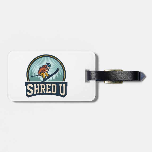 Etiqueta De Bagagem Esqui Universitário Shred (Traseira Horizontal)